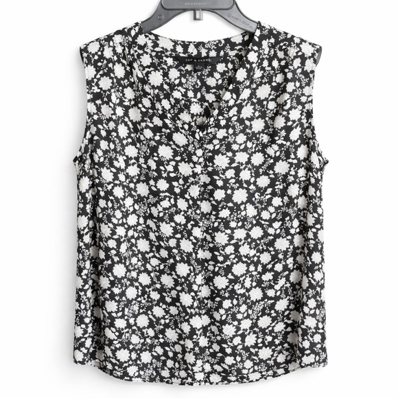 Zac & Rachel Black and White Floral Blouse - Picture 3 of 6